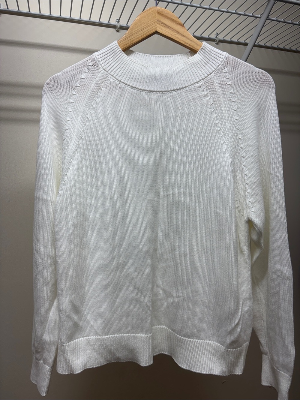 Quince White Crewneck Knit Sweater